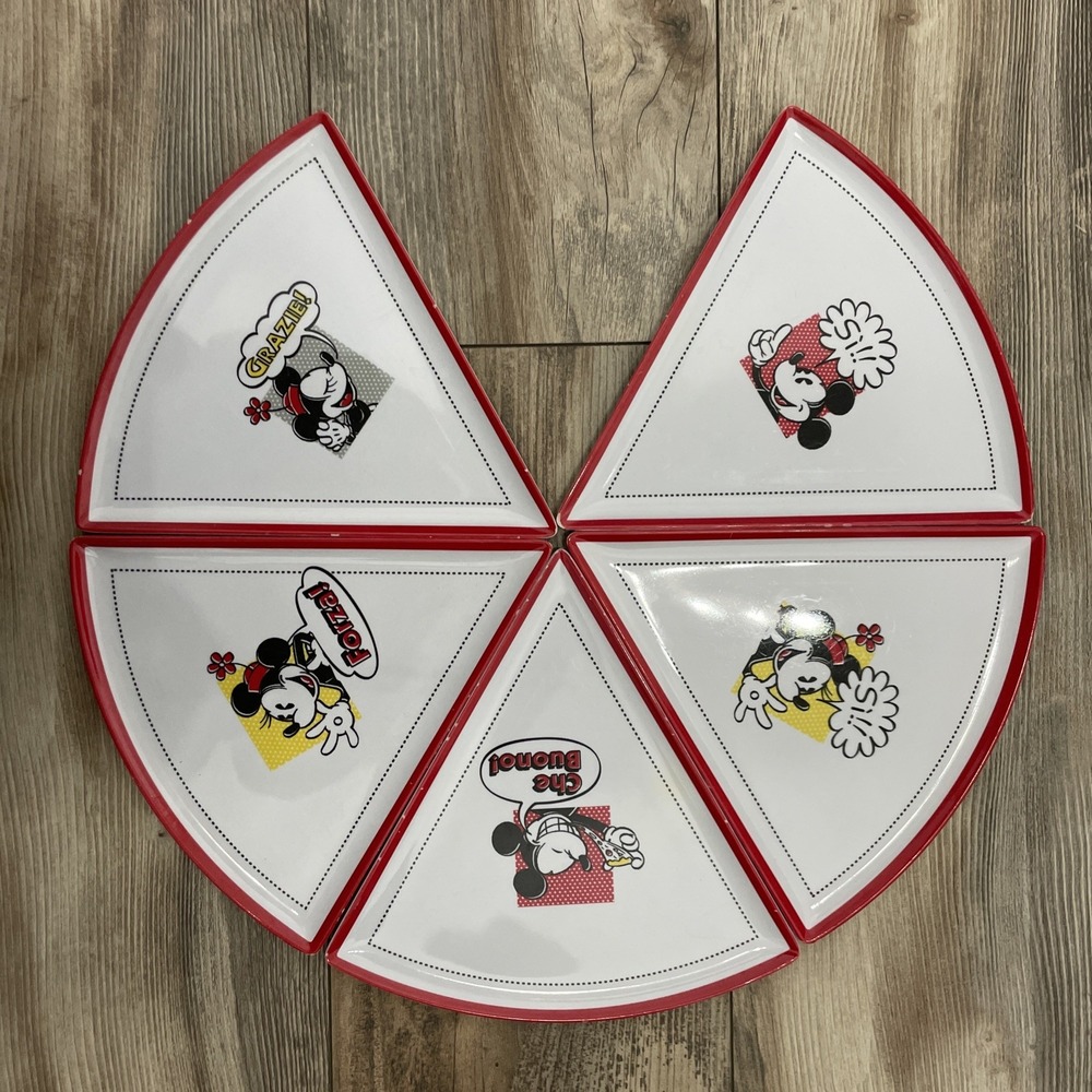 Walt Disney World Italy Mickey Mouse and Minnie Mouse Plastic Pizza Plates 5